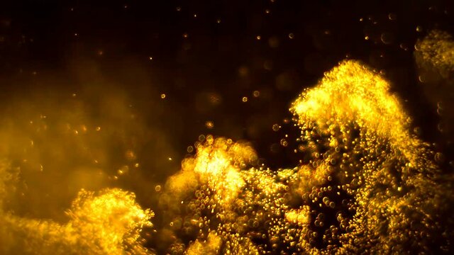 Gold Magic Particles Flow, Abstract Background