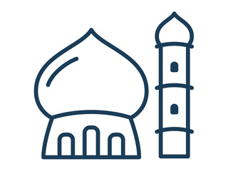Obraz premium mosque dome pray muslim single isolated icon with outline style