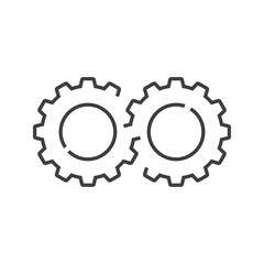 Maquinaría industrial. 2 engranajes entrelazados con lineas en color gris