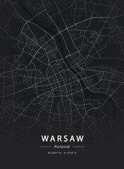 Map of Warsaw, Poland - obrazy, fototapety, plakaty
