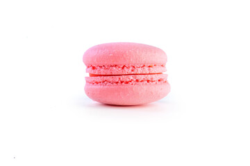 colored fresh macarons in studio on white background