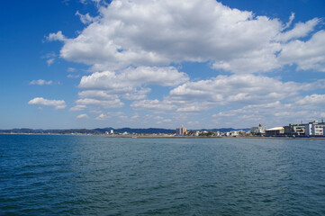 館山夕日桟橋から見る館山の市街地