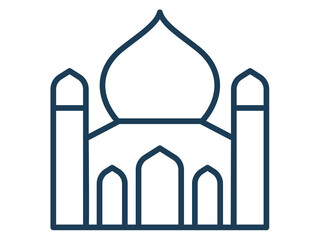 Obraz premium mosque dome ramadan islam single isolated icon with outline style