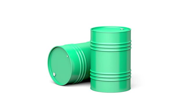 Two oil drums on white background