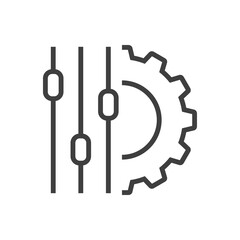 Ajustes del panel de configuración. Engranaje con ecualizador con lineas en color gris