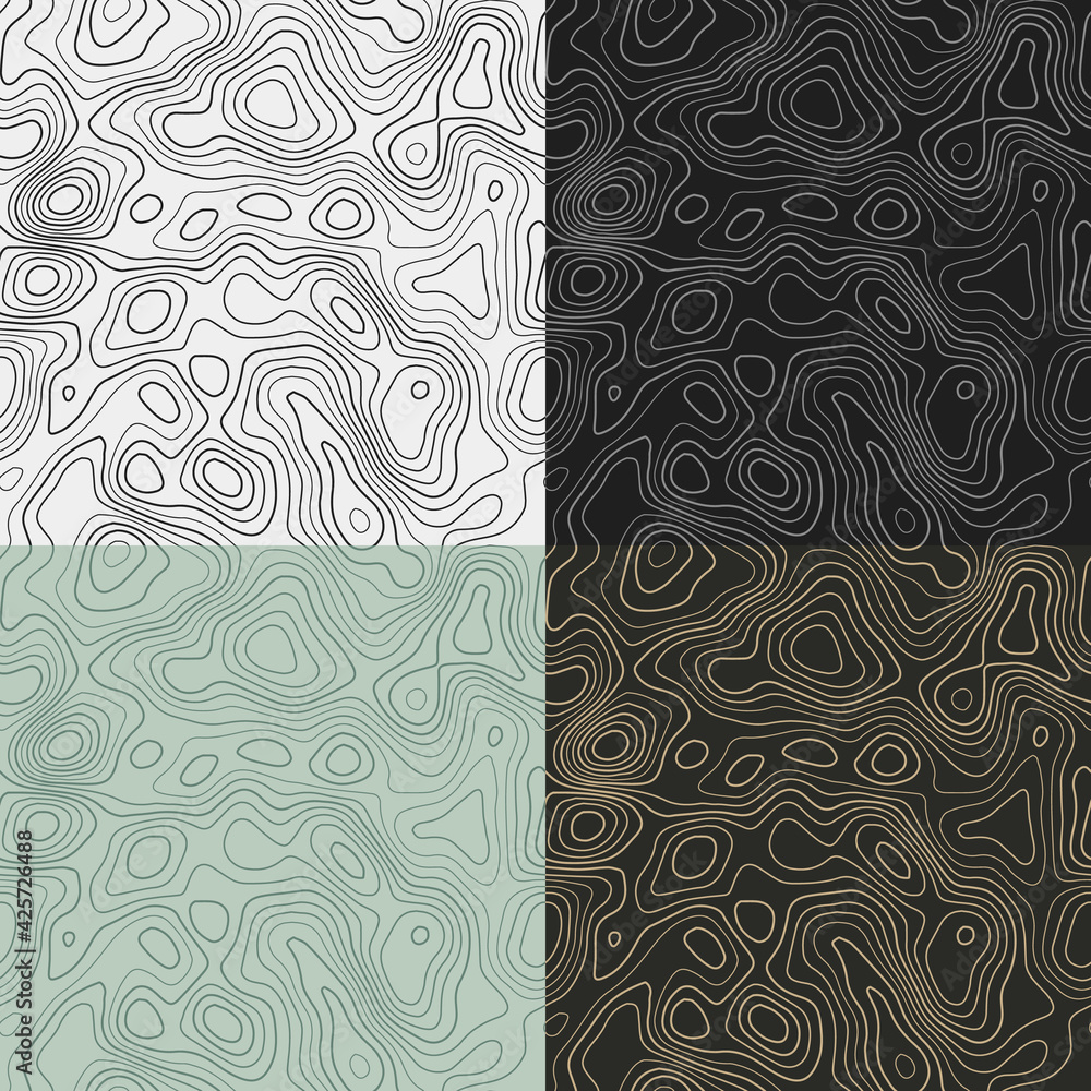 Aufkleber topography patterns. seamless elevation map tiles. artistic isoline background. stylish tileable pat