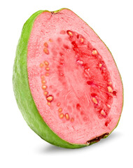 sliced guava isolated on white background. clipping path