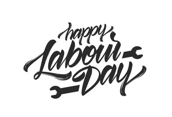 Handwritten brush type lettering of Happy Labour Day.