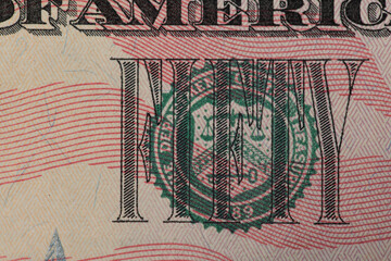 Closeup of fifty dollar banknote. Federal Reserve USA banknote. USD money and cash