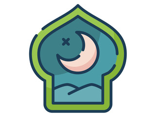 holy night ramadan islam single isolated icon with flat dash or dashed style