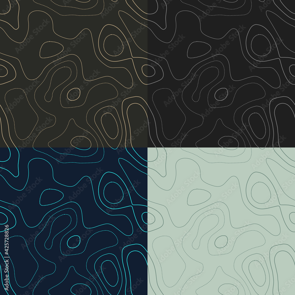 Aufkleber topography patterns. seamless elevation map tiles. astonishing isoline background. awesome tileable 