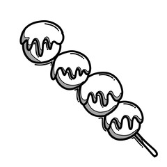 Meatball stick doodle vector icon. Drawing sketch illustration hand drawn line eps10