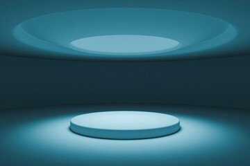 product presentation in a round room with zenithal light
