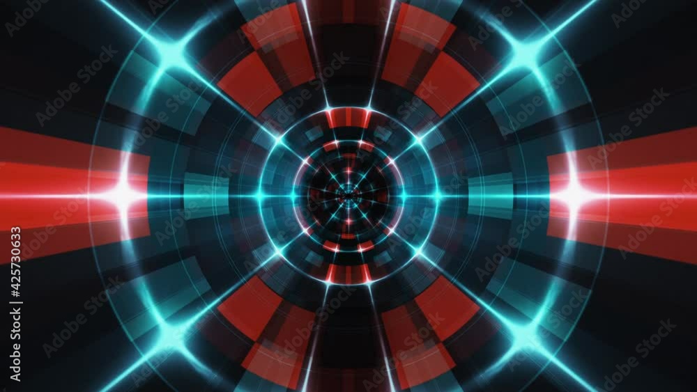 Poster 4k 3d seamless loop futuristic core hi-tech technology background with electronic red blue circuit m