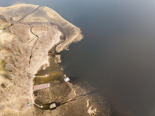 Aerial view of village Usma and lake Usma, Latvia.