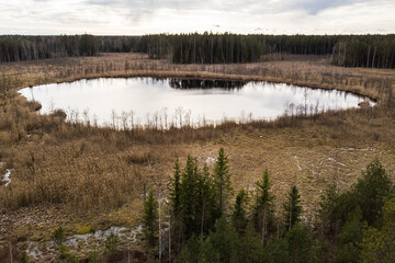 Sudezers lake, Latvia. Captured from above.