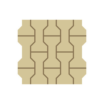 Concrete paver block pavement floor or brick vector icon. For landscape, outdoor, garden by paving on ground to create I dumble pattern. That sidewalk, road, patio, path, street or walkway.