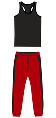 vector, isolated, mens t-shirt and sweatpants