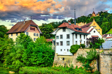 Fototapeta na wymiar Cityscape of Fribourg in Switzerland
