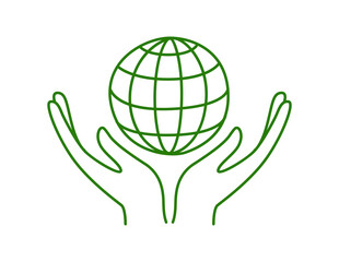 Hands holding planet earth. No plastic, go green, Zero waste