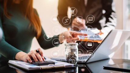 Business team present. professional investor working