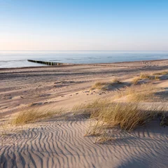 Papier Peint photo Lavable Mer du Nord, Pays-Bas sand dunes and deserted beach on the dutch coast of north sea in province of zeeland