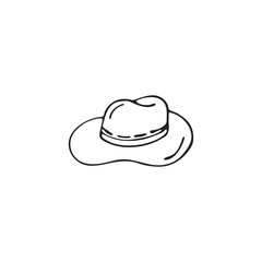 Elegant hand-drawn hat, single element. Graphic doodle, sketch, outline drawing isolated on white. Vector illustration