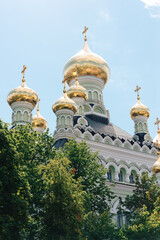 Fototapeta na wymiar Holy Protection Monastery (Ukraine, Kiev). Buildings and elements of buildings on the territory of the monastery.