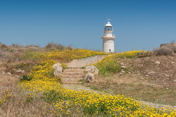 Fototapeta na wymiar Paphos Lighthouse in Cyprus island