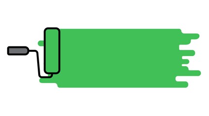 roller Icon brush, , paint, Green color. Painting and restoration.