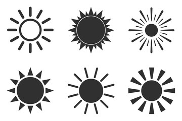 silhouette of the sun on a white background. Vector illustration. The symbol of heat, relaxation and summer