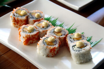 Freshly made Japanese food called California Maki