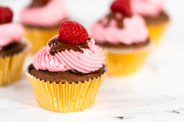 Chocolate raspberry cupcakes