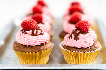 Chocolate raspberry cupcakes
