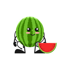 vector illustration of cute watermelon fruit medical or character with stethoscope. cute watermelon fruit Concept White Isolated. Flat Cartoon Style Suitable for Landing Page, Banner, Flyer, Sticker.