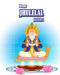 vector illustration for Lord Cheti Chand Jhulelal Jayanti, sindhi Hindu god.