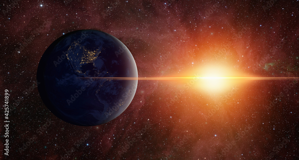 Poster planet earth with a spectacular sunset 