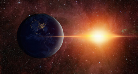 Obraz na płótnie Canvas Planet Earth with a spectacular sunset 