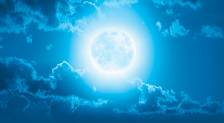 Night sky with moon in the clouds "Elements of this image furnished by NASA