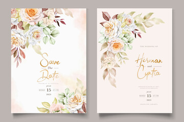 Fototapeta na wymiar romantic hand drawn floral wedding invitation card set