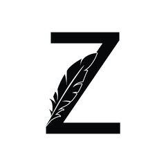 letter Z. feather letters. Vintage ornament initial Alphabet. Logo vector  