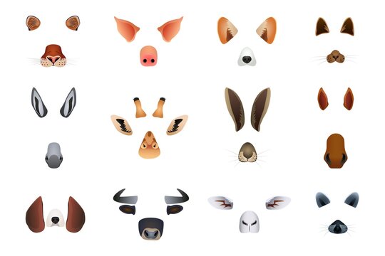Humor animal avatar minimal mask for app set