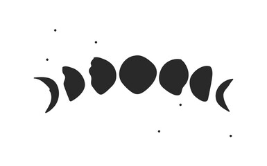 Hand drawn vector abstract stock flat graphic illustration collection set with logo elements of magic celestial astrology moon phases isolated on white background