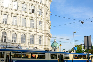 Vienna, Austria - July 25, 2019: Tram is running in Landstrasse District