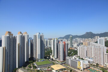 Fototapeta na wymiar Lion Rock Hill and the Skykine of Kowloon, Hong Kong