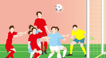 Soccer Offense and defense between goals. Vector