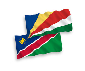 Flags of Republic of Namibia and Seychelles on a white background