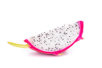 Quarter Dragon Fruit Pitaya, on white background, isolated