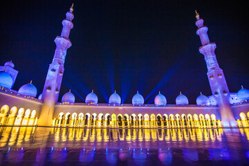 The Sheikh Zayed Grand Mosque Abu Dhabi. Night time. Great weekend. Amazing view to collumbs