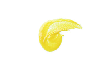 Mustard sauce spread isolated on white background